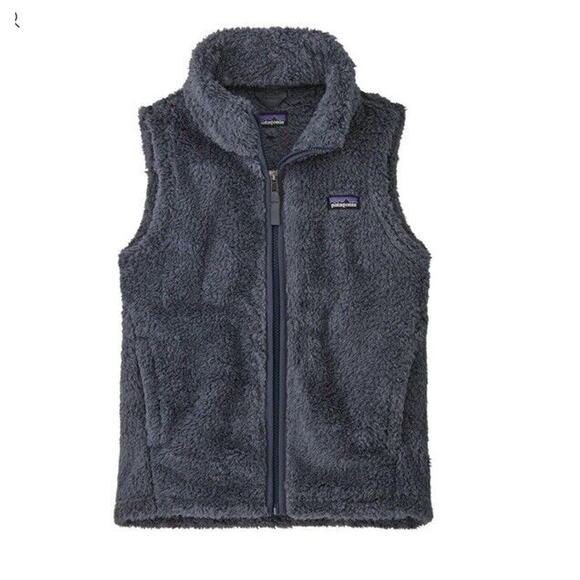 Patagonia Girls Los Gatos Sherpa Vest Jacket L (12) Smolder Blue - Picture 1 of 13